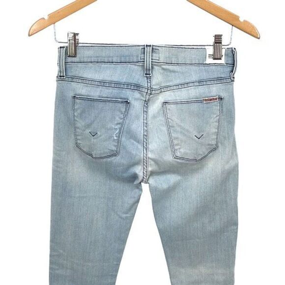 Hudson Womens Mid Rise Nico Super Skinny Distressed Ankle Jeans Light Wash Sz 27 - Picture 3 of 9
